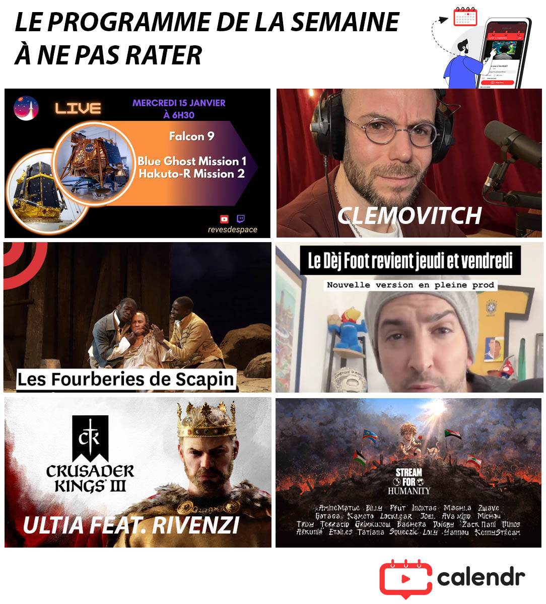 YouTube et Twitch : le programme à ne pas rater cette semaine.